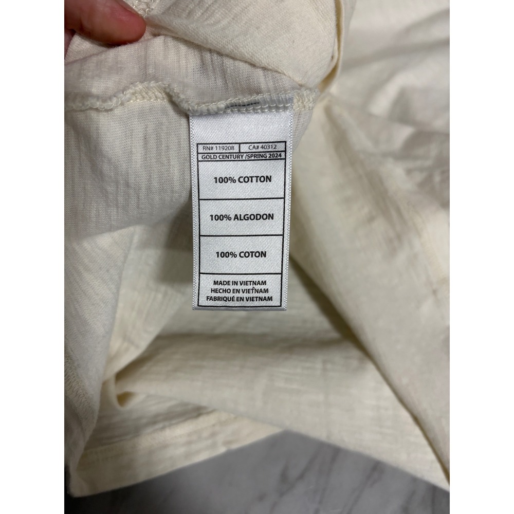 Mitchell & Ness Sporting Goods Embroidered Slub Cotton T-Shirt Cream XL - Picture 10 of 10